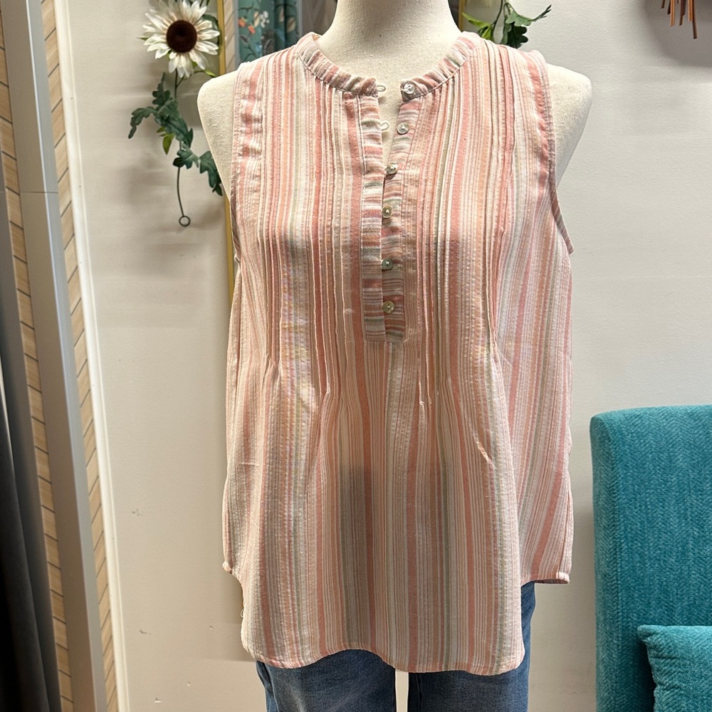 Doe & Rae Pink Striped Button-Front Blouse